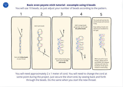 Peyote beaded bracelet pattern - VERY easy visual step-by-step PDF-file