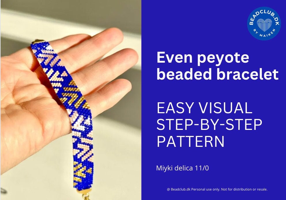 Peyote beaded bracelet pattern - VERY easy visual step-by-step PDF-file