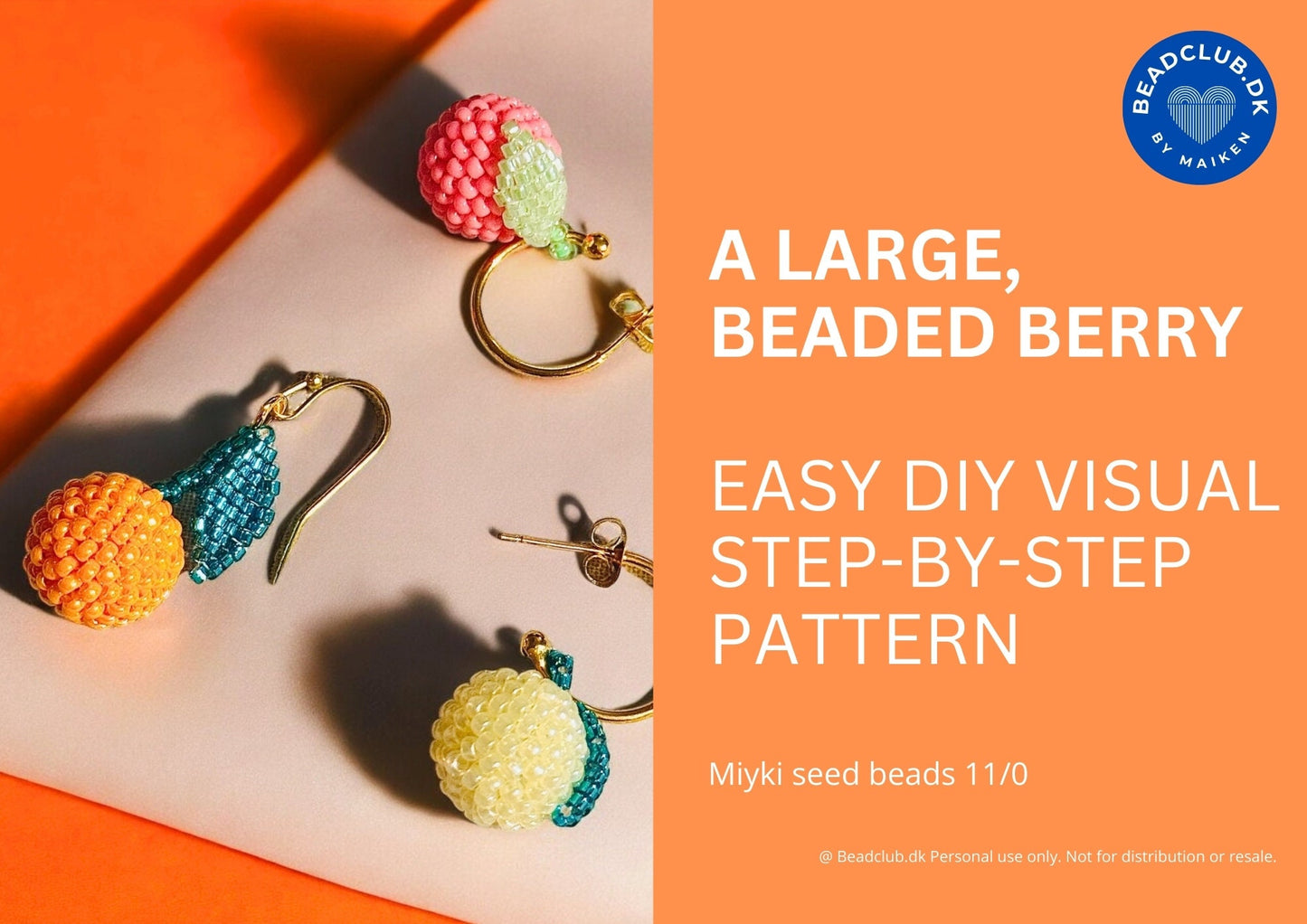 Large beaded berry pendant for earrings, bracelet and necklace - VERY easy DIY visual step-by-step PDF-file tutorial