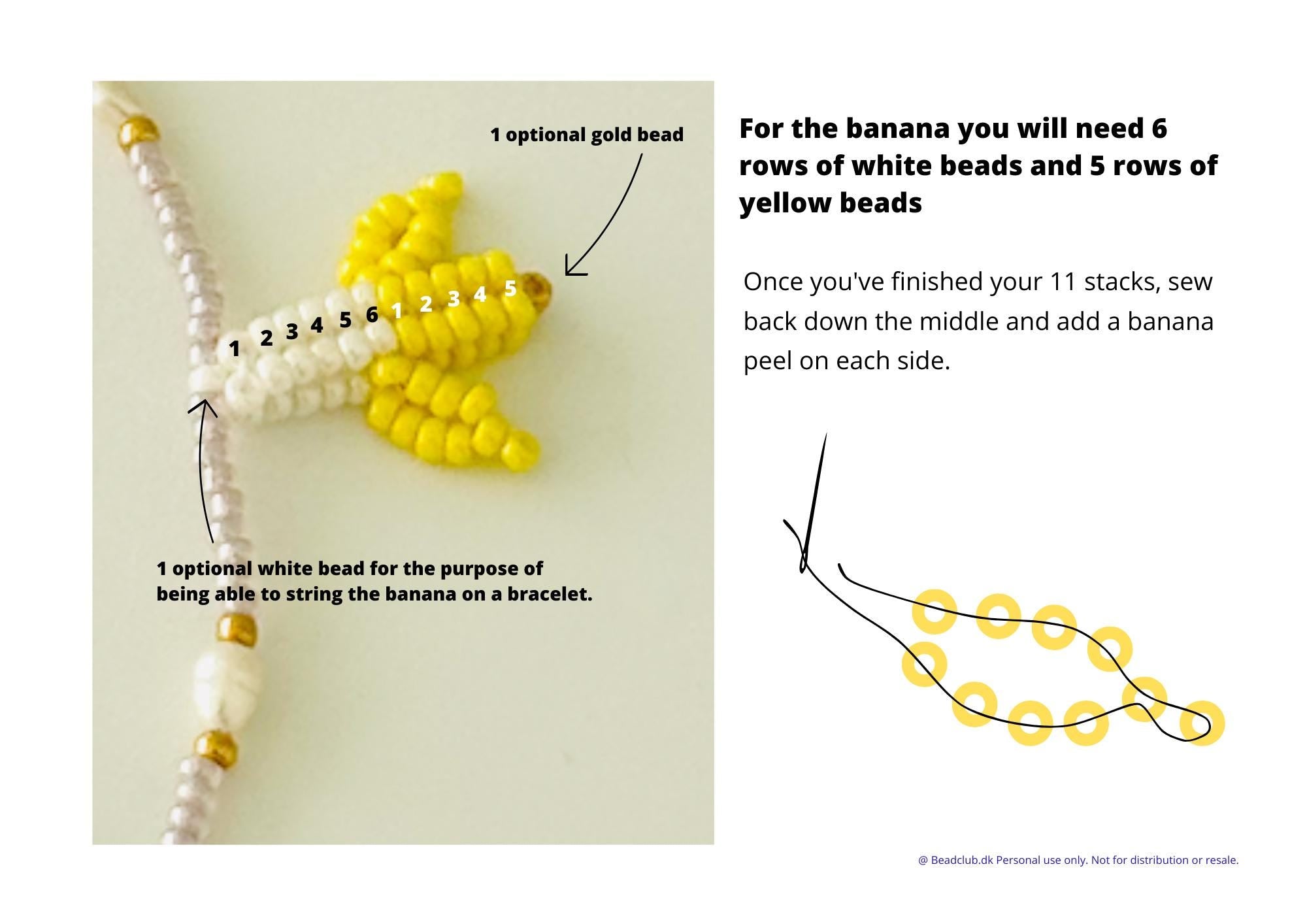 Beaded banana pattern and tutorial using Miyuki seedbeads 11/0
