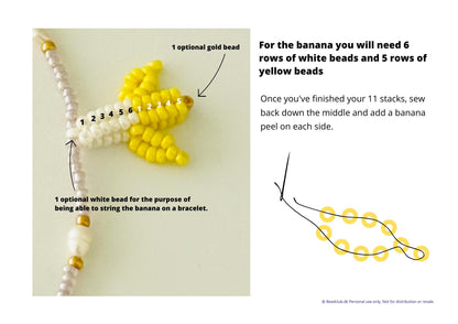 Beaded banana pattern and tutorial using Miyuki seedbeads 11/0