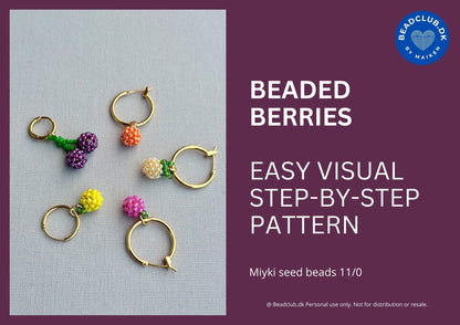 Beaded berry earings pattern (orange, cherry, raspberry, lemon) - earrings, bracelet and necklace - VERY easy visual step-by-step PDF-file