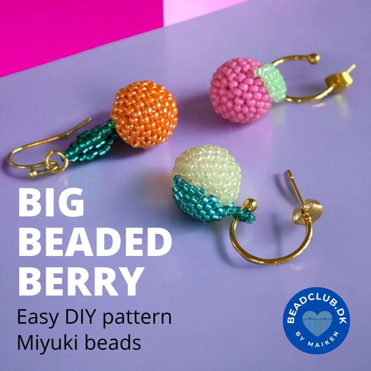 Large beaded berry pendant for earrings, bracelet and necklace - VERY easy DIY visual step-by-step PDF-file tutorial