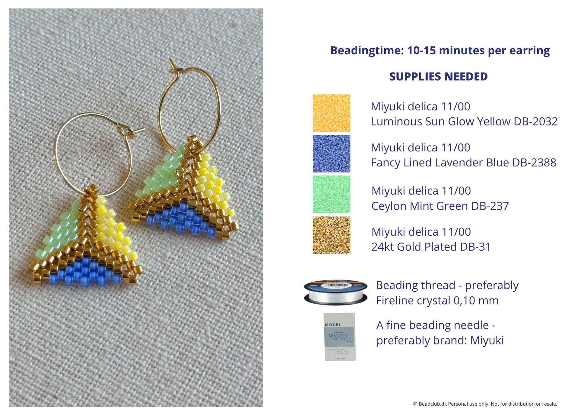 Beaded peyote triangle pattern - for earrings, bracelet and necklace - VERY easy visual step-by-step PDF-file