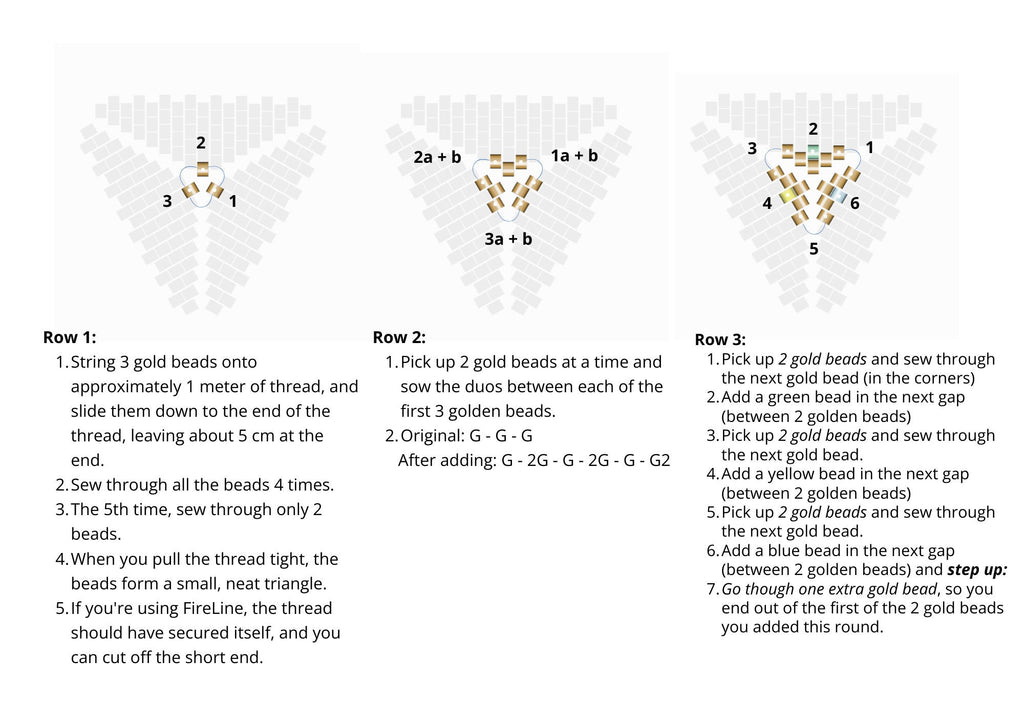 Beaded peyote triangle pattern - for earrings, bracelet and necklace - VERY easy visual step-by-step PDF-file