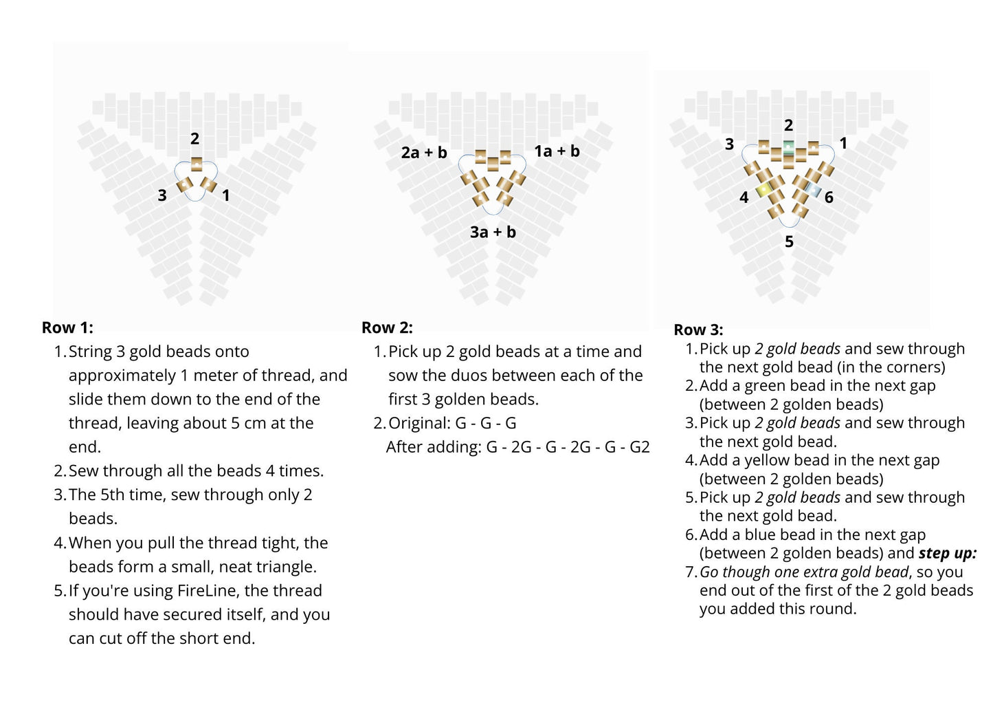 Beaded peyote triangle pattern - for earrings, bracelet and necklace - VERY easy visual step-by-step PDF-file