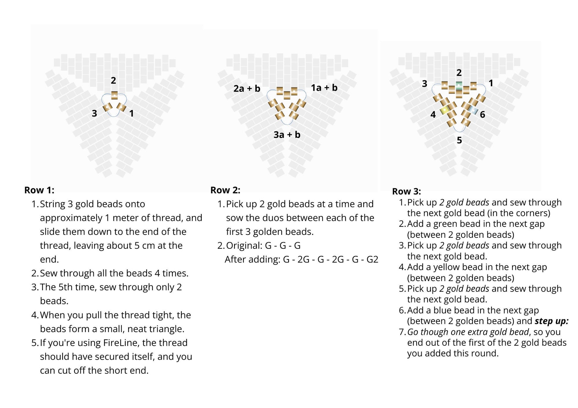 Beaded peyote triangle pattern - for earrings, bracelet and necklace - VERY easy visual step-by-step PDF-file