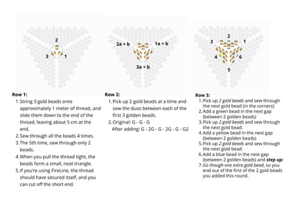 Beaded peyote triangle pattern - for earrings, bracelet and necklace - VERY easy visual step-by-step PDF-file