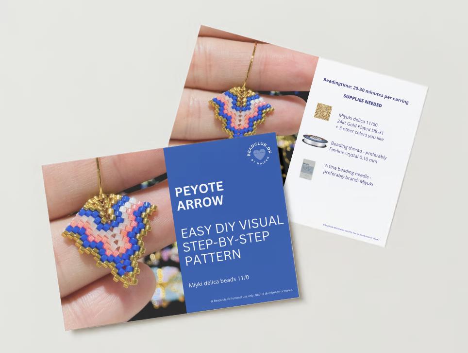 Beaded peyote arrow pattern - for earrings, bracelet and necklace - VERY easy visual step-by-step PDF-file