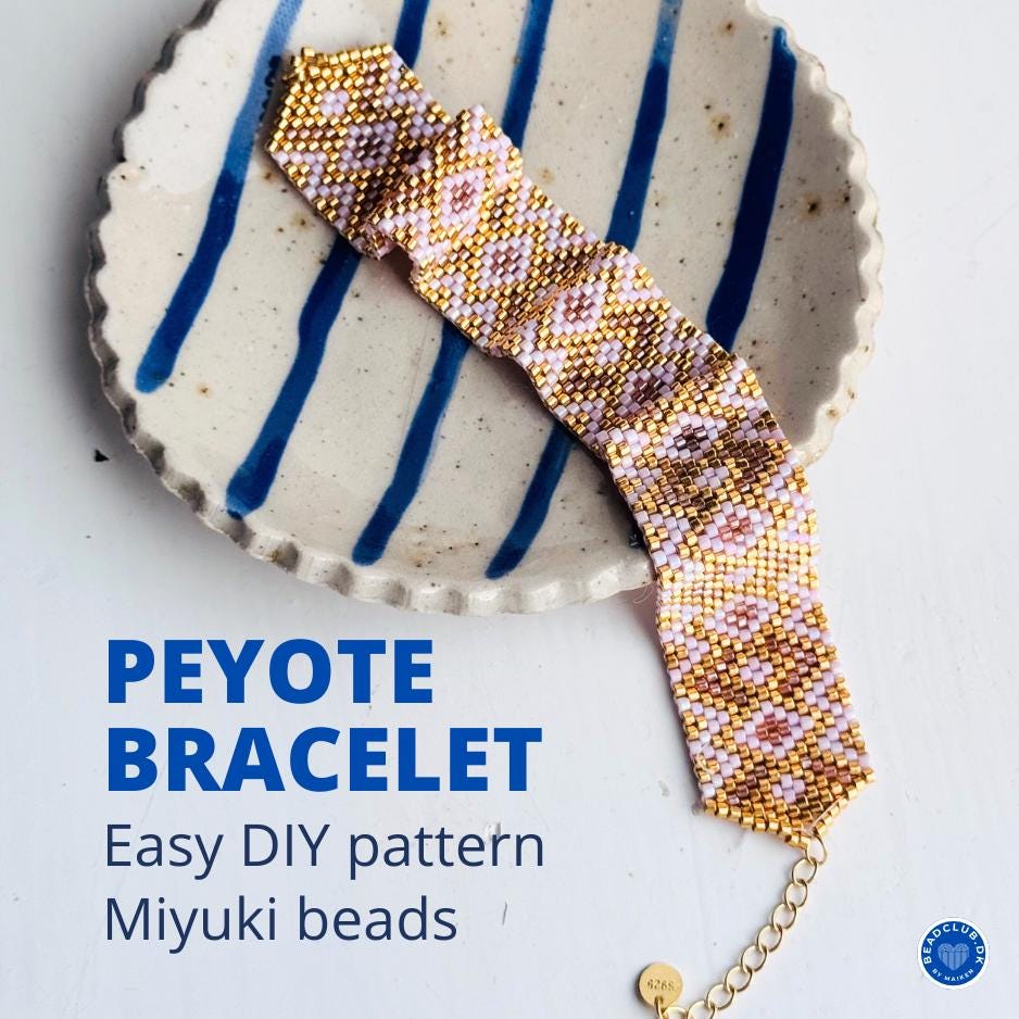 Peyote beaded bracelet pattern - VERY easy visual step-by-step PDF-file for DIY jewelry