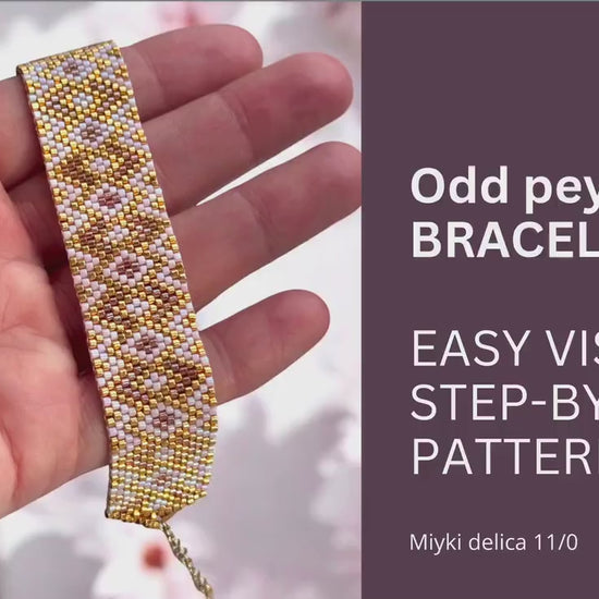 Peyote beaded bracelet pattern - VERY easy visual step-by-step PDF-file for DIY jewelry