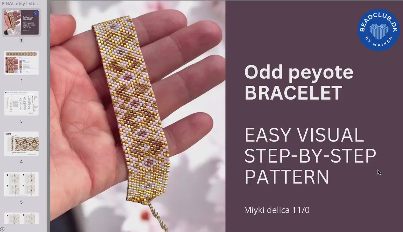 Peyote beaded bracelet pattern - VERY easy visual step-by-step PDF-file for DIY jewelry