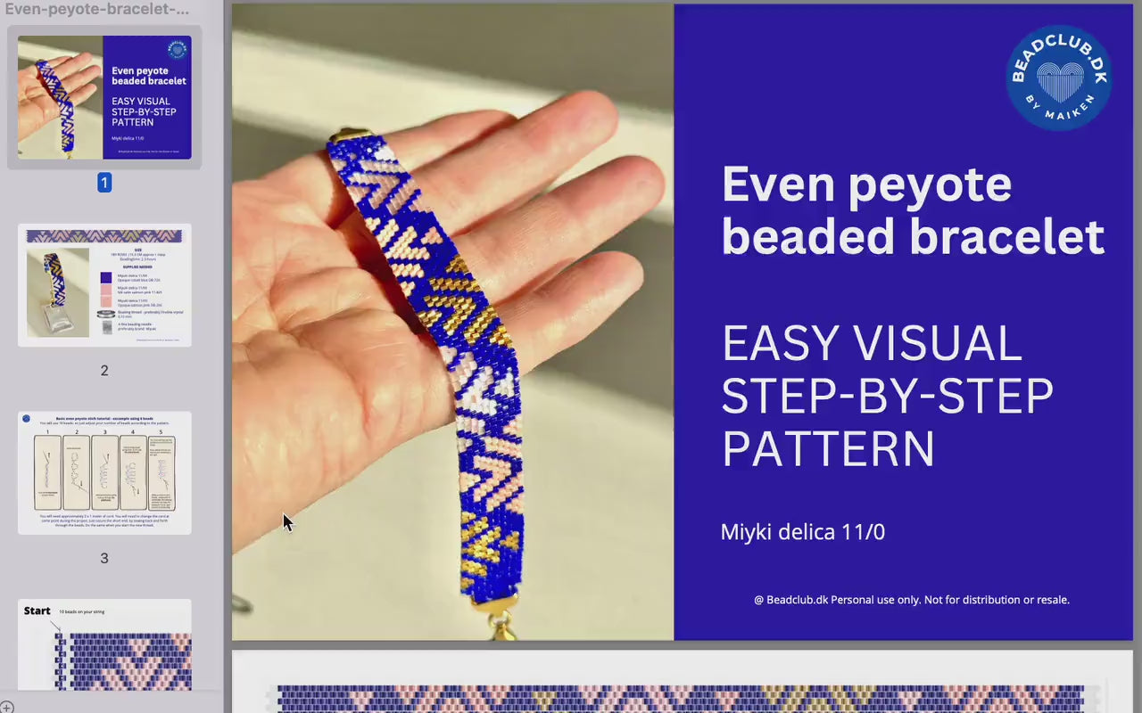 Peyote beaded bracelet pattern - VERY easy visual step-by-step PDF-file