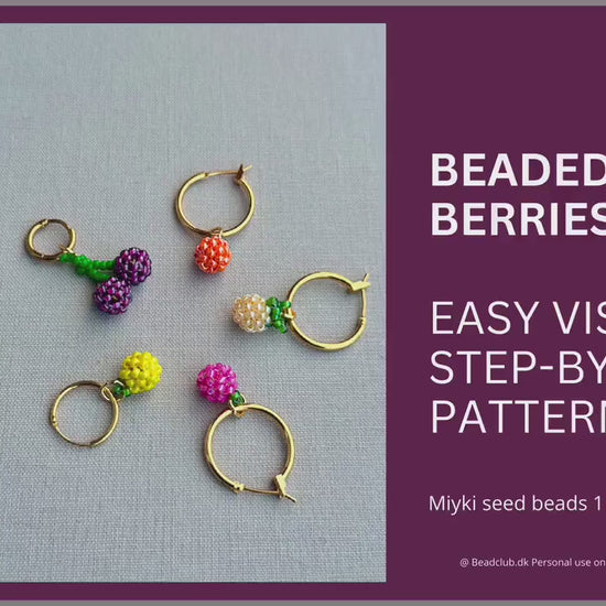 Beaded berry earings pattern (orange, cherry, raspberry, lemon) - earrings, bracelet and necklace - VERY easy visual step-by-step PDF-file