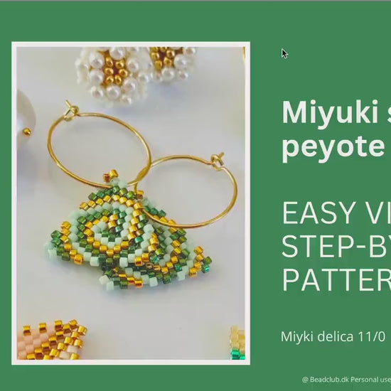 Beaded peyote spiral triangle pattern - for earrings, bracelet and necklace - VERY easy visual step-by-step PDF-file