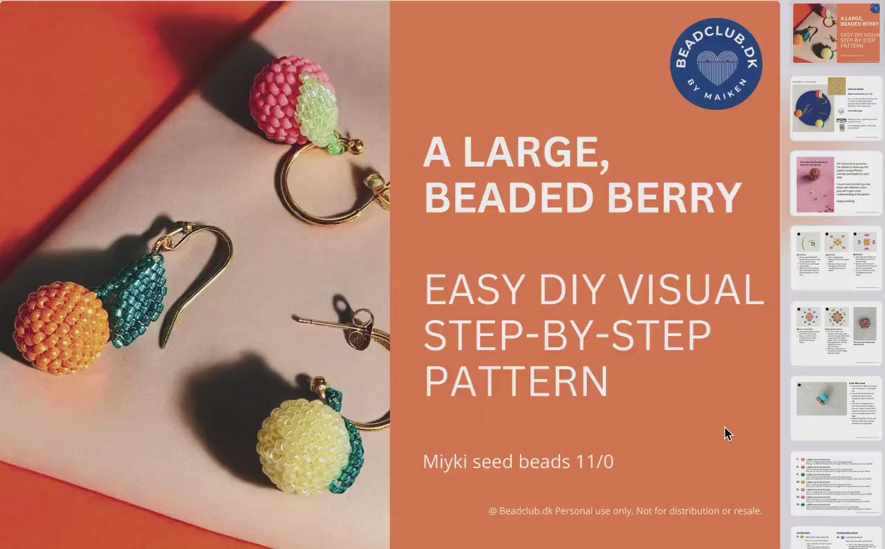 Large beaded berry pendant for earrings, bracelet and necklace - VERY easy DIY visual step-by-step PDF-file tutorial