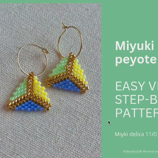 Beaded peyote triangle pattern - for earrings, bracelet and necklace - VERY easy visual step-by-step PDF-file